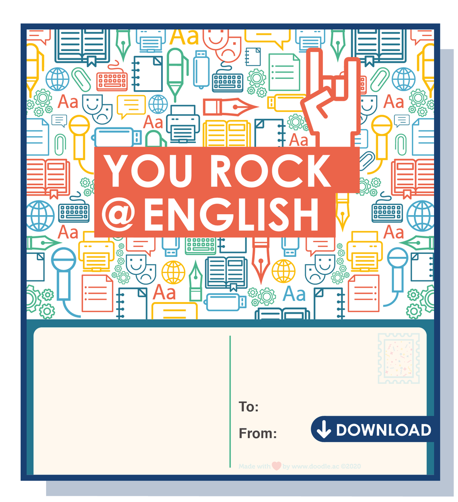 You rock @ English digital postcard - doodle education