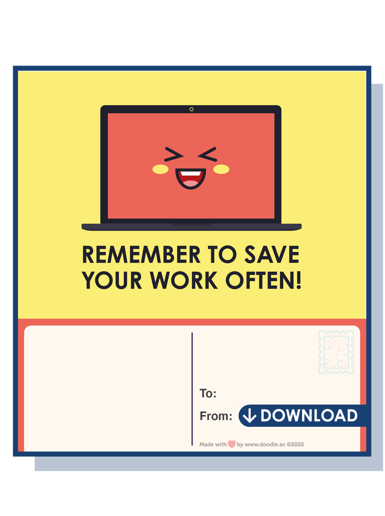 Save your work digital postcard - doodle education