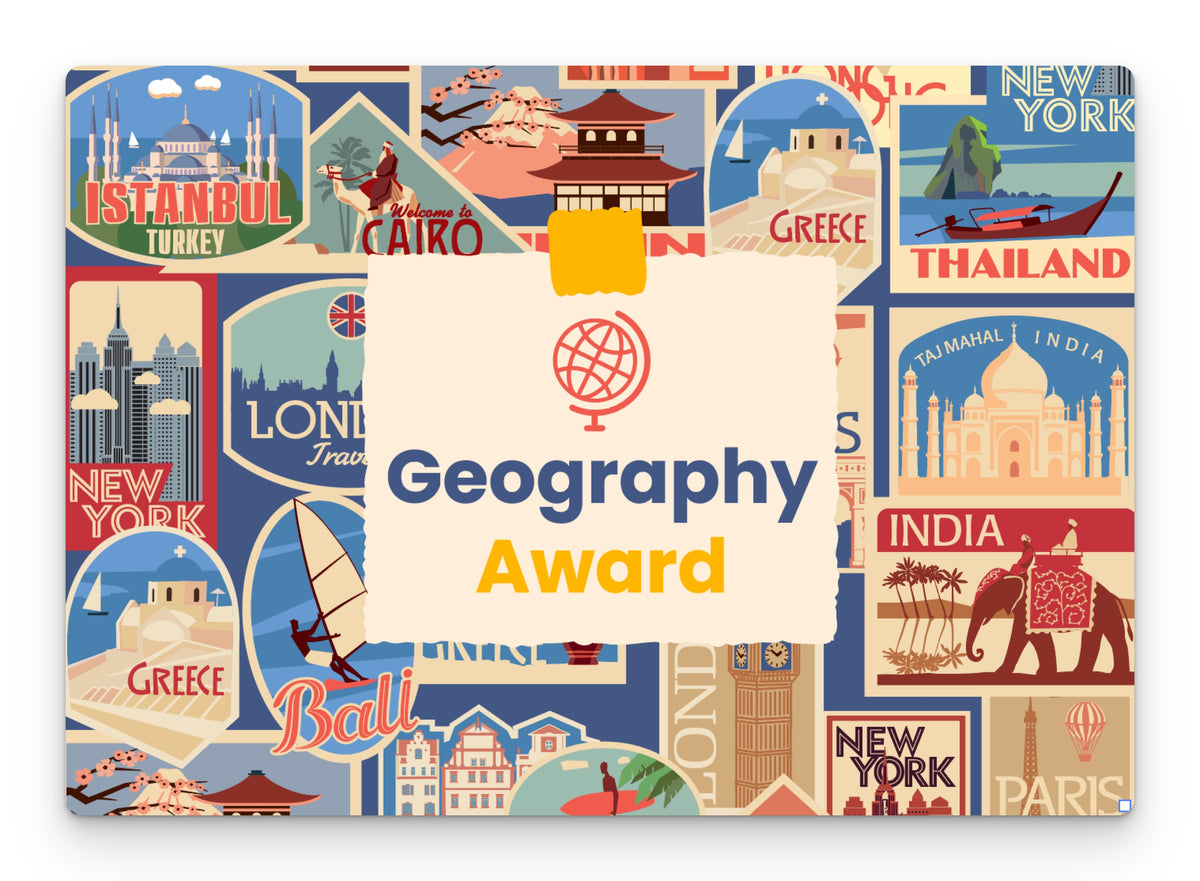 Geography award 2 postcard – doodle education