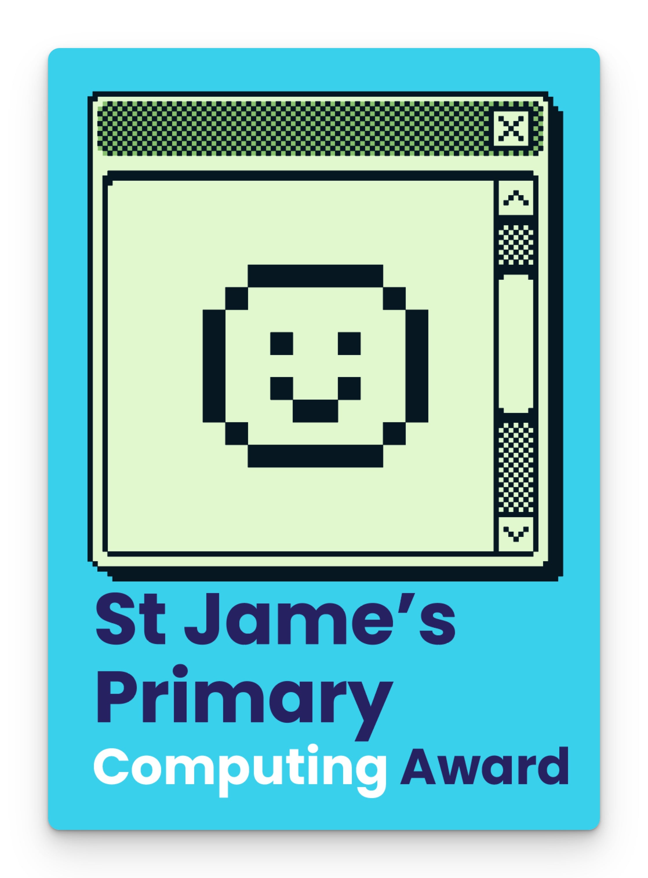 Computing smiley award postcard – doodle education