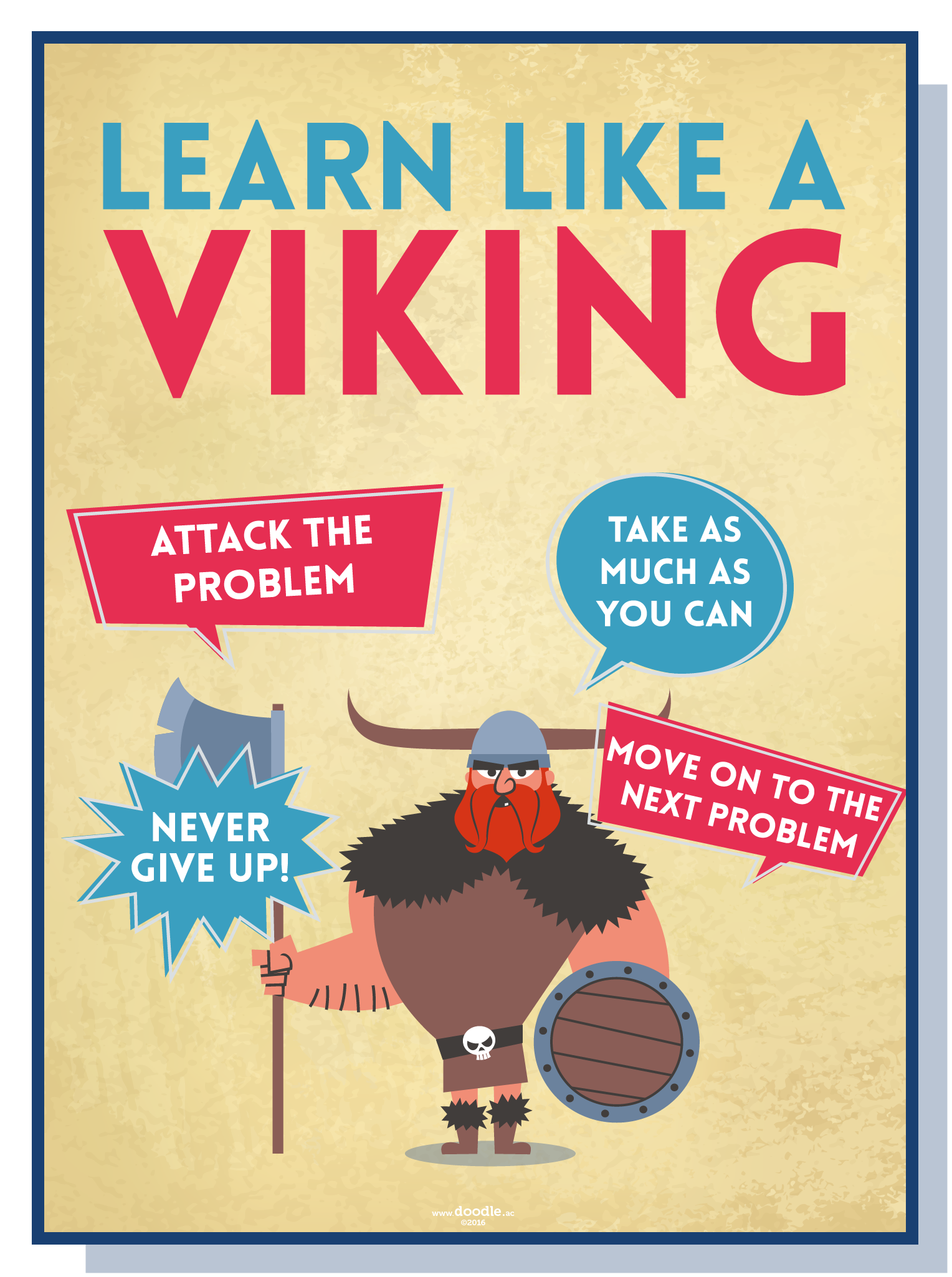Vikky Lesson Learn like a viking poster – doodle education