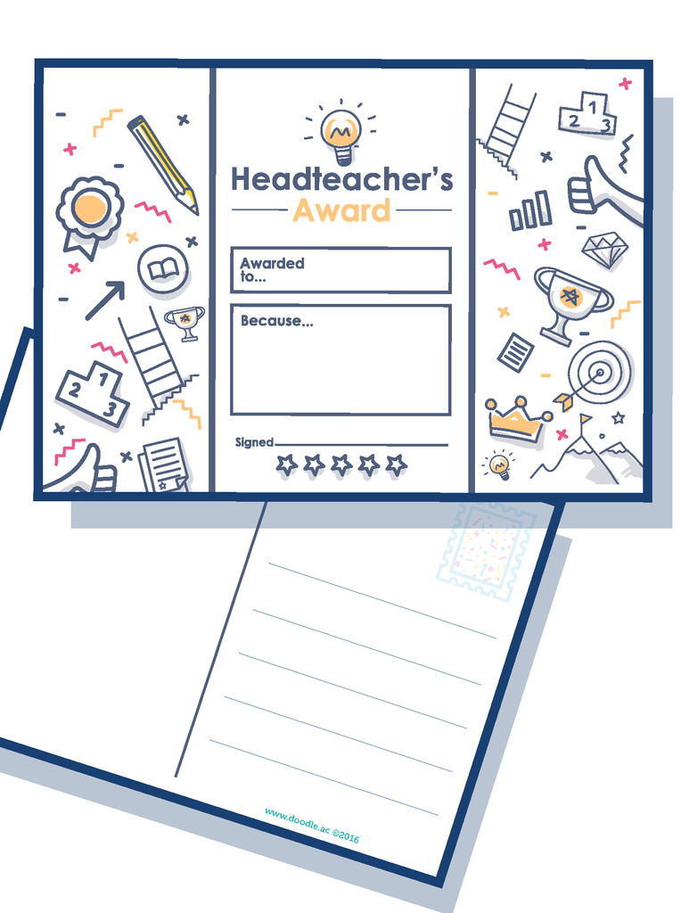 Headteacher award postcard - doodle education