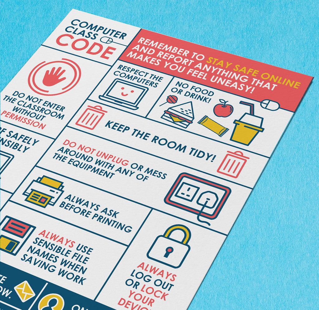 Computer class code poster – doodle education