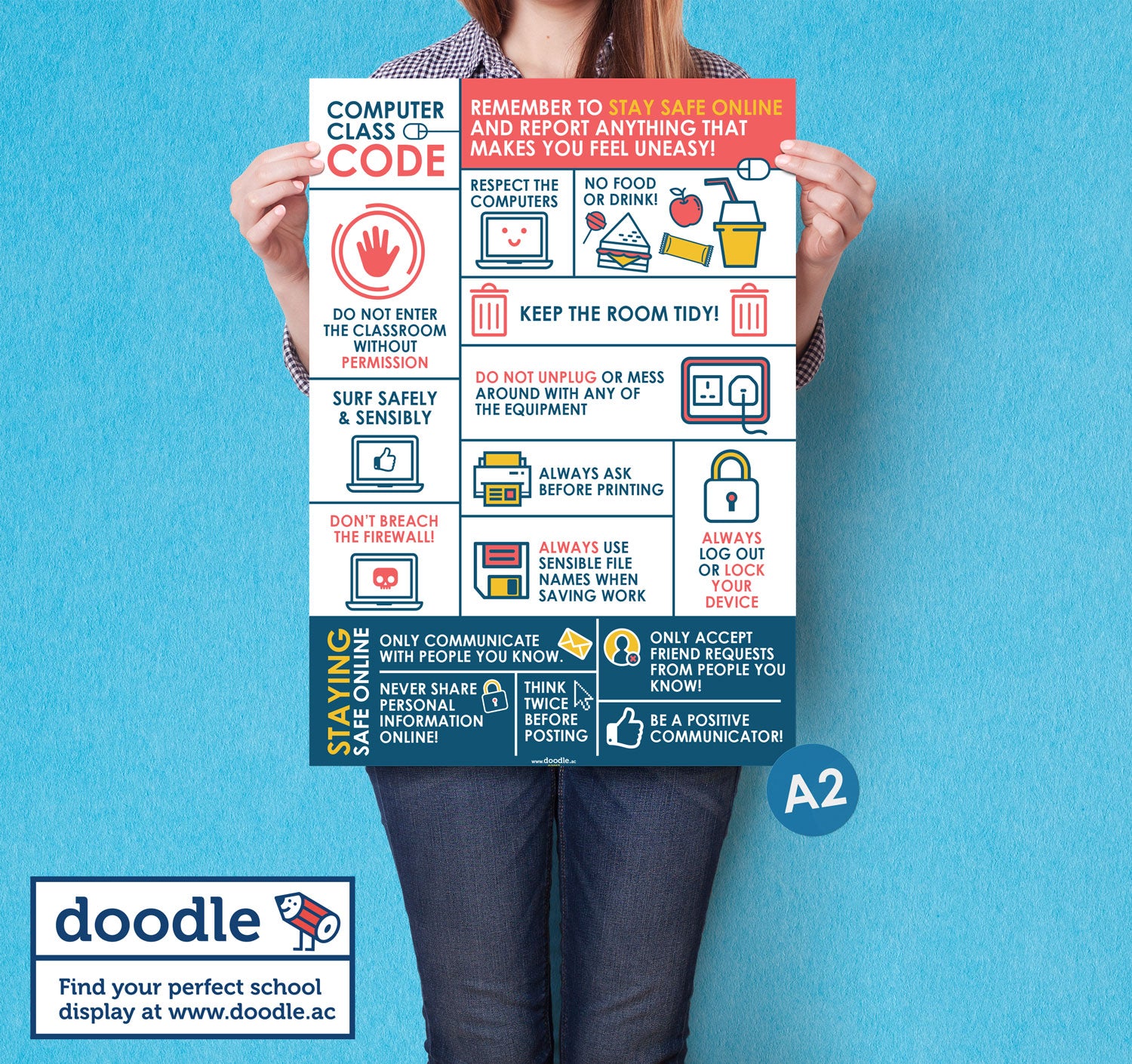 Computer class code poster – doodle education