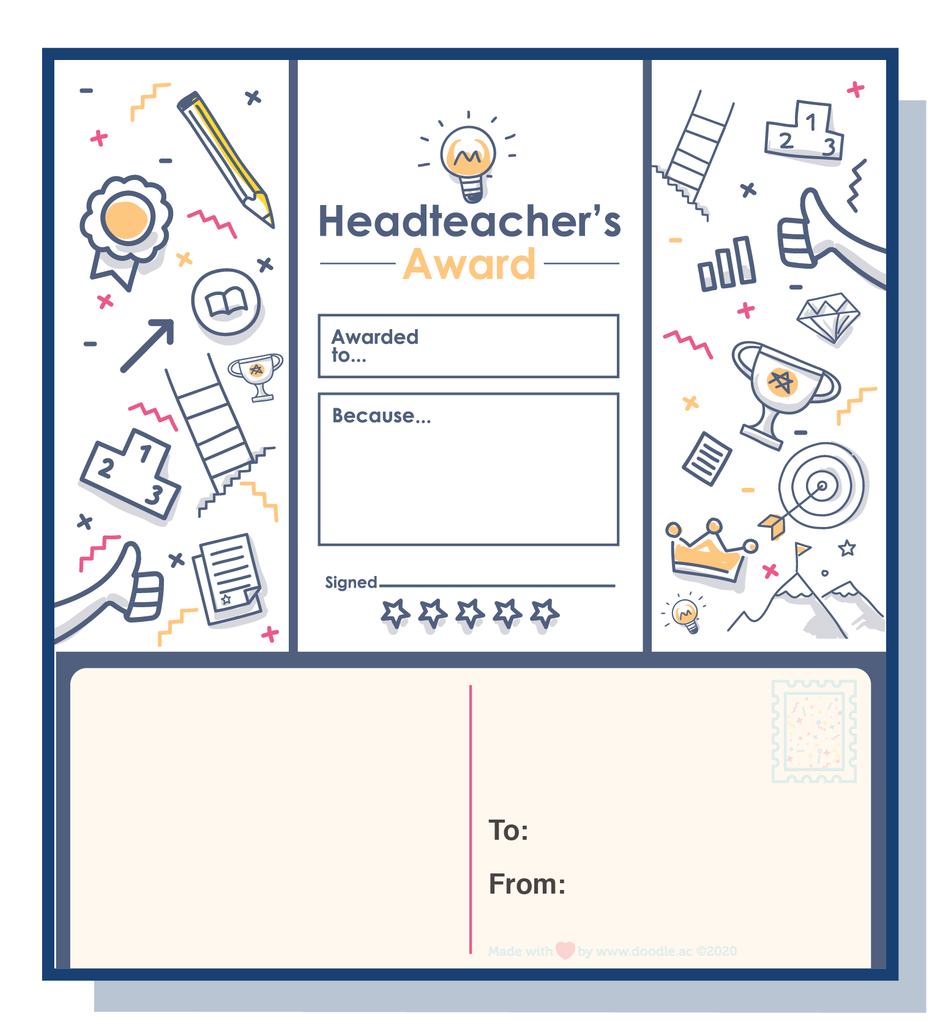 Head teacher's award digital postcard - doodle education