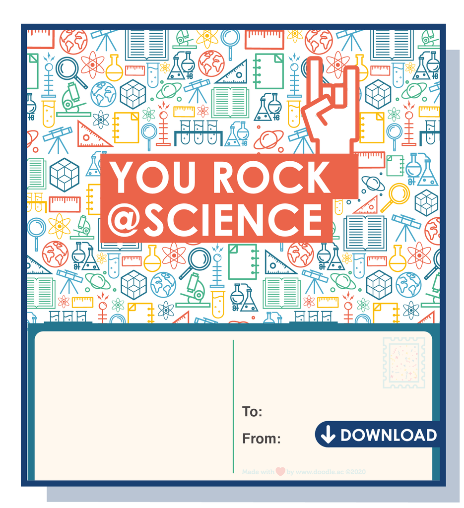 You rock @ science digital postcard - doodle education