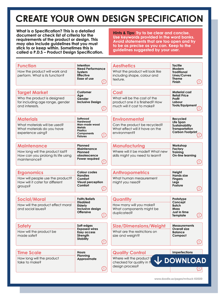 Design Spec Download - doodle education