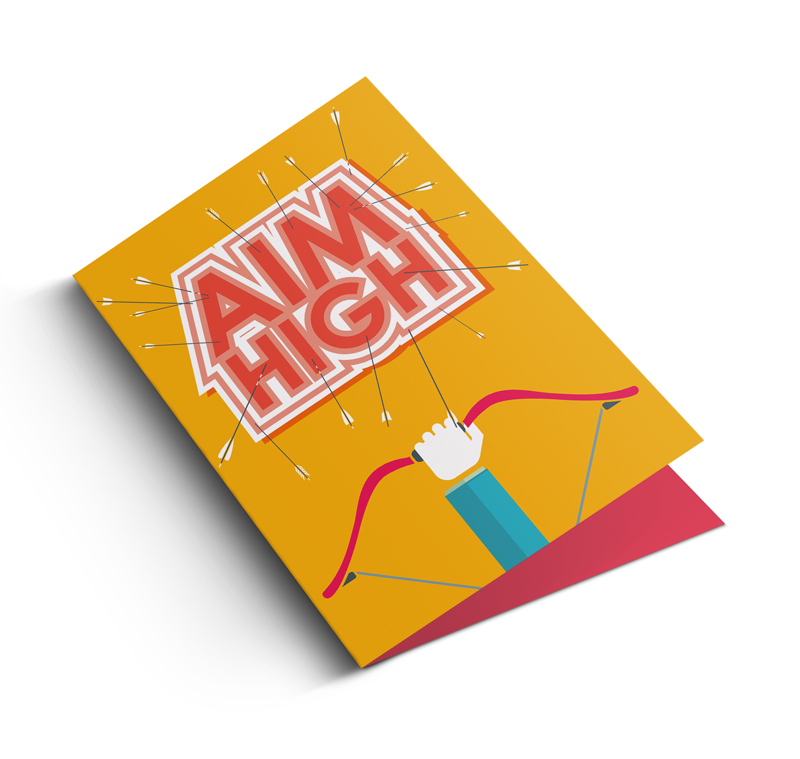 Aim high greeting card - doodle education