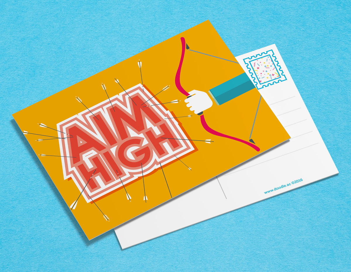 Aim high postcard – doodle education