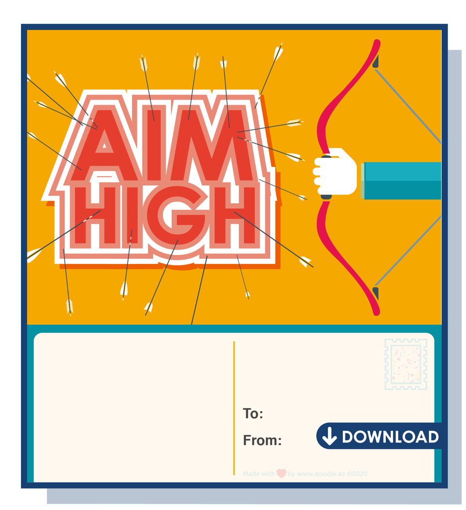 Aim high! digital postcard - doodle education