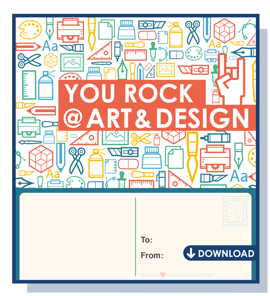 You rock @ art digital postcard - doodle education