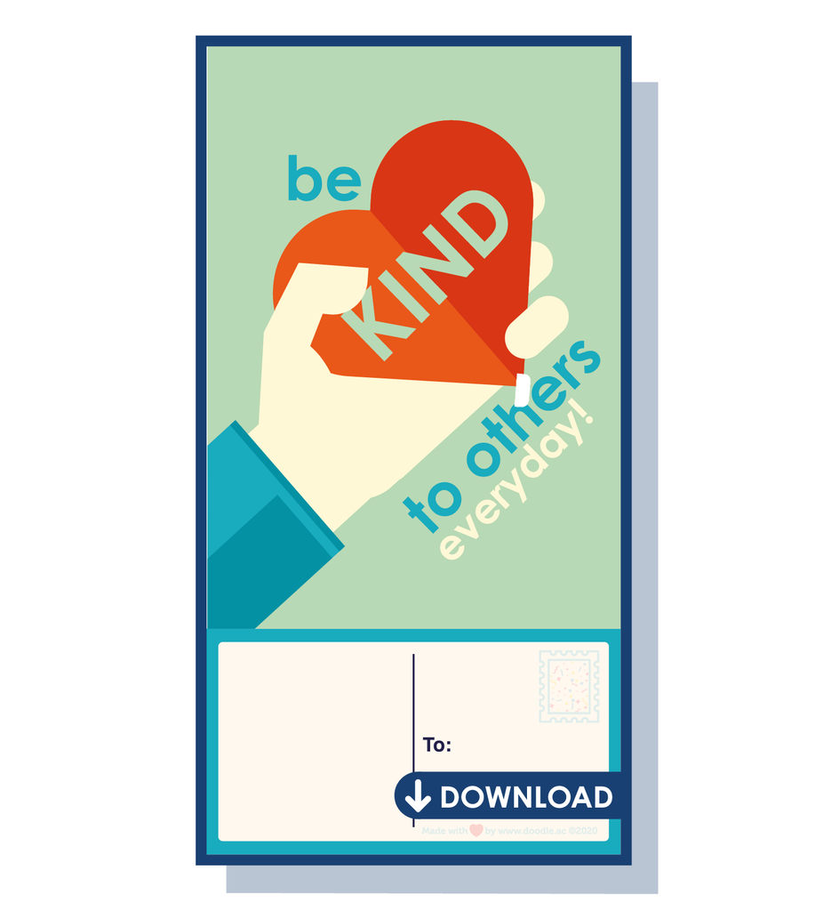 Be kind digital postcard - doodle education