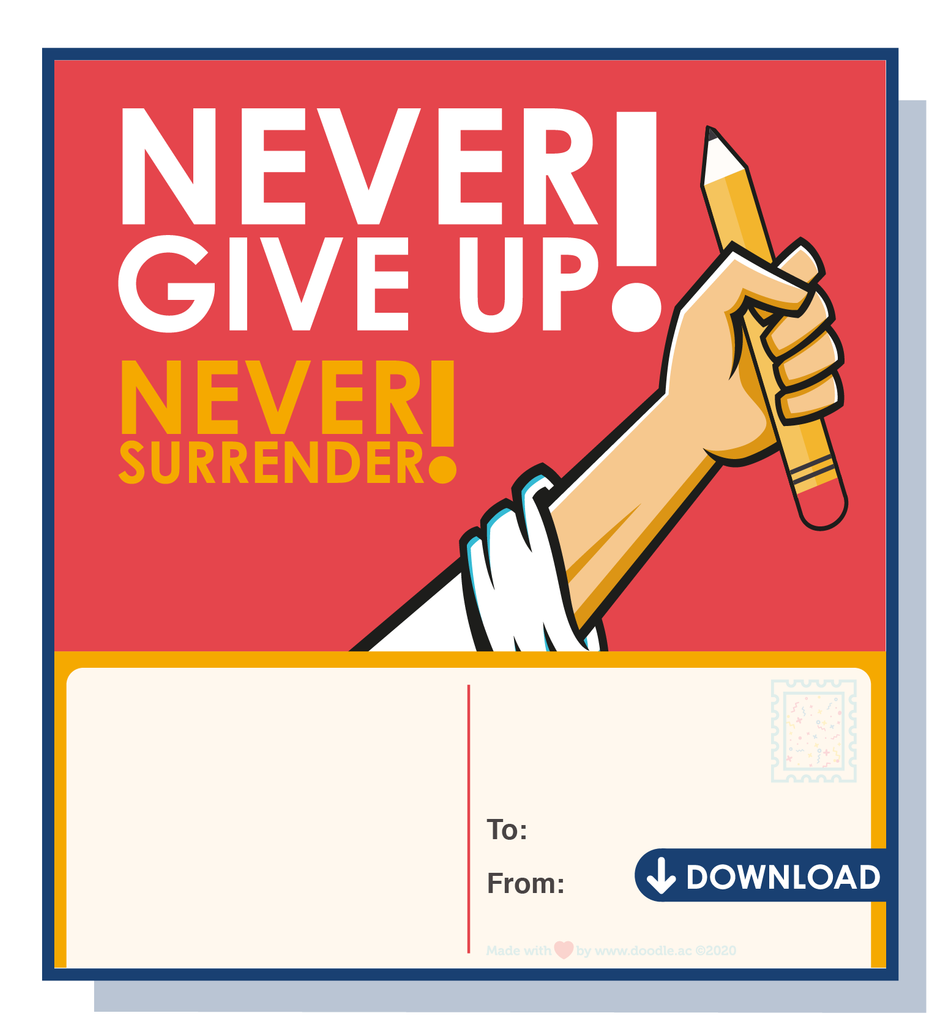 Never give up! digital postcard - doodle education