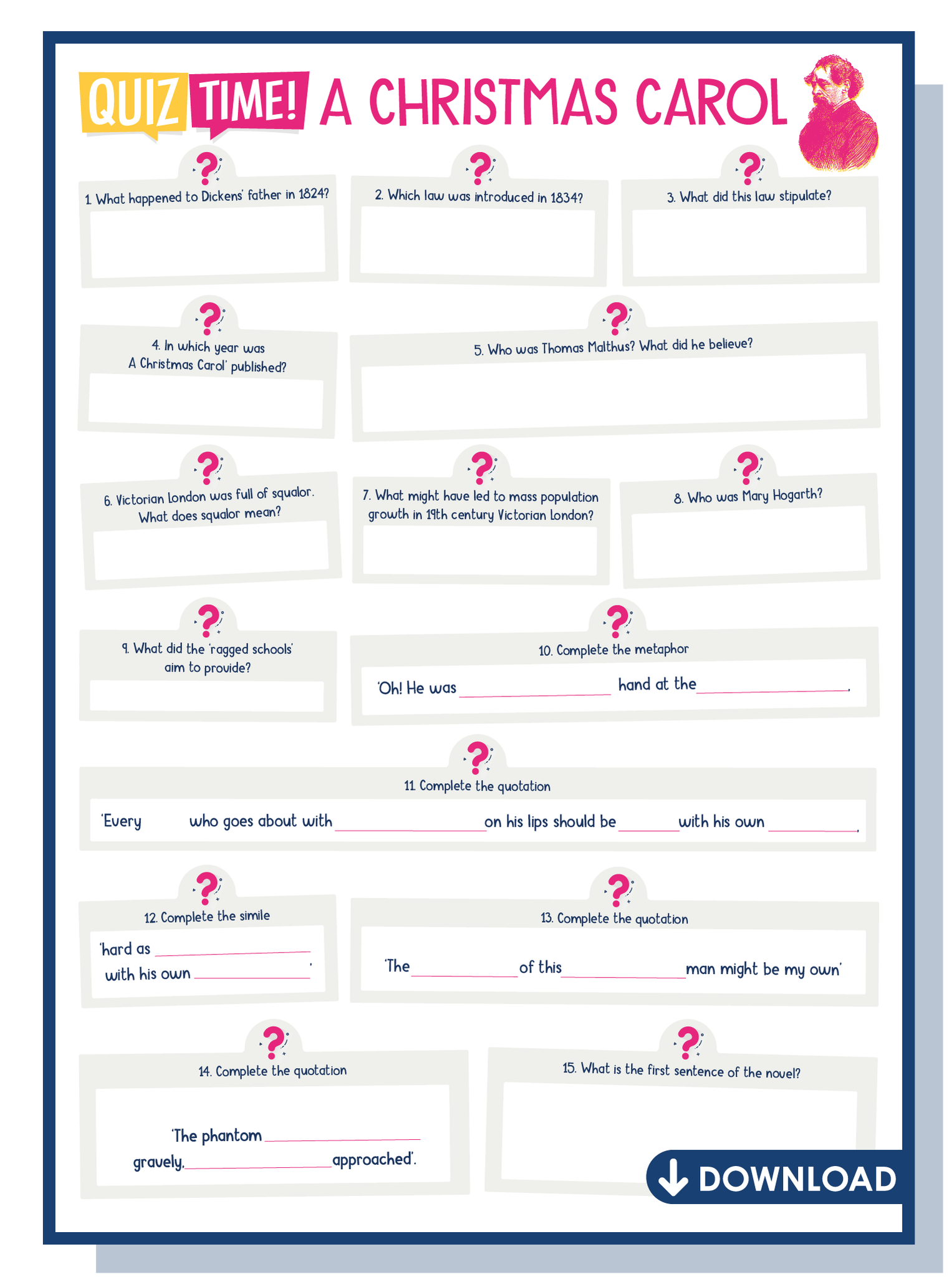 A Christmas Carol quiz download doodle education