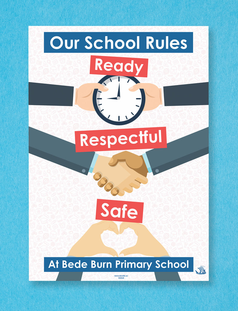 Ready, Respectful, Safe poster - doodle education