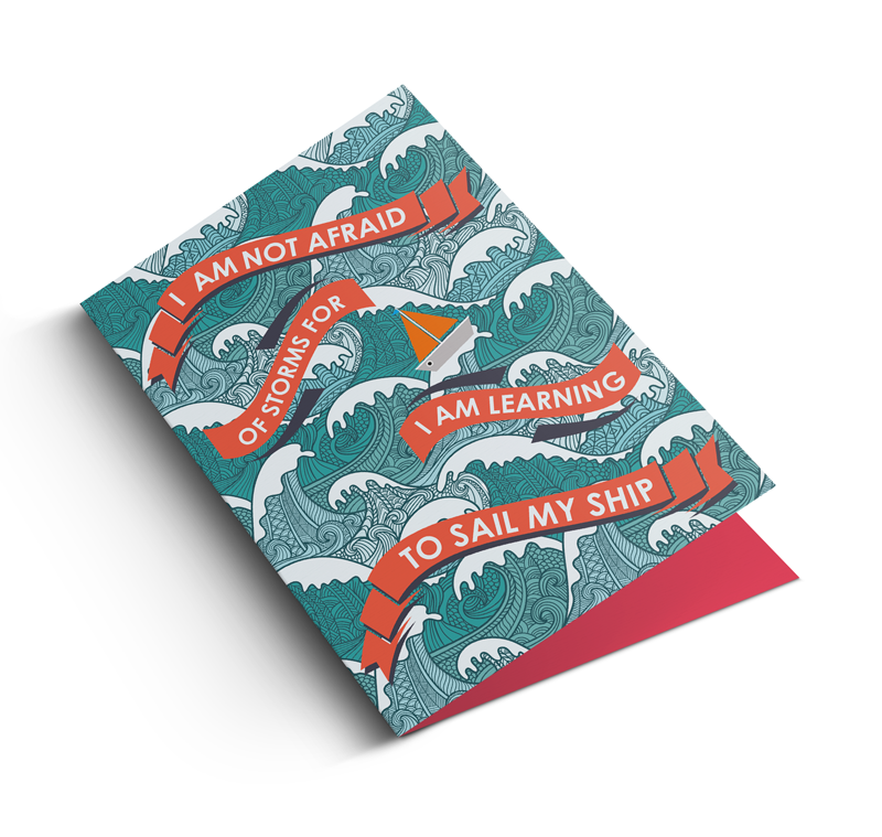 Sailing greeting card - doodle education