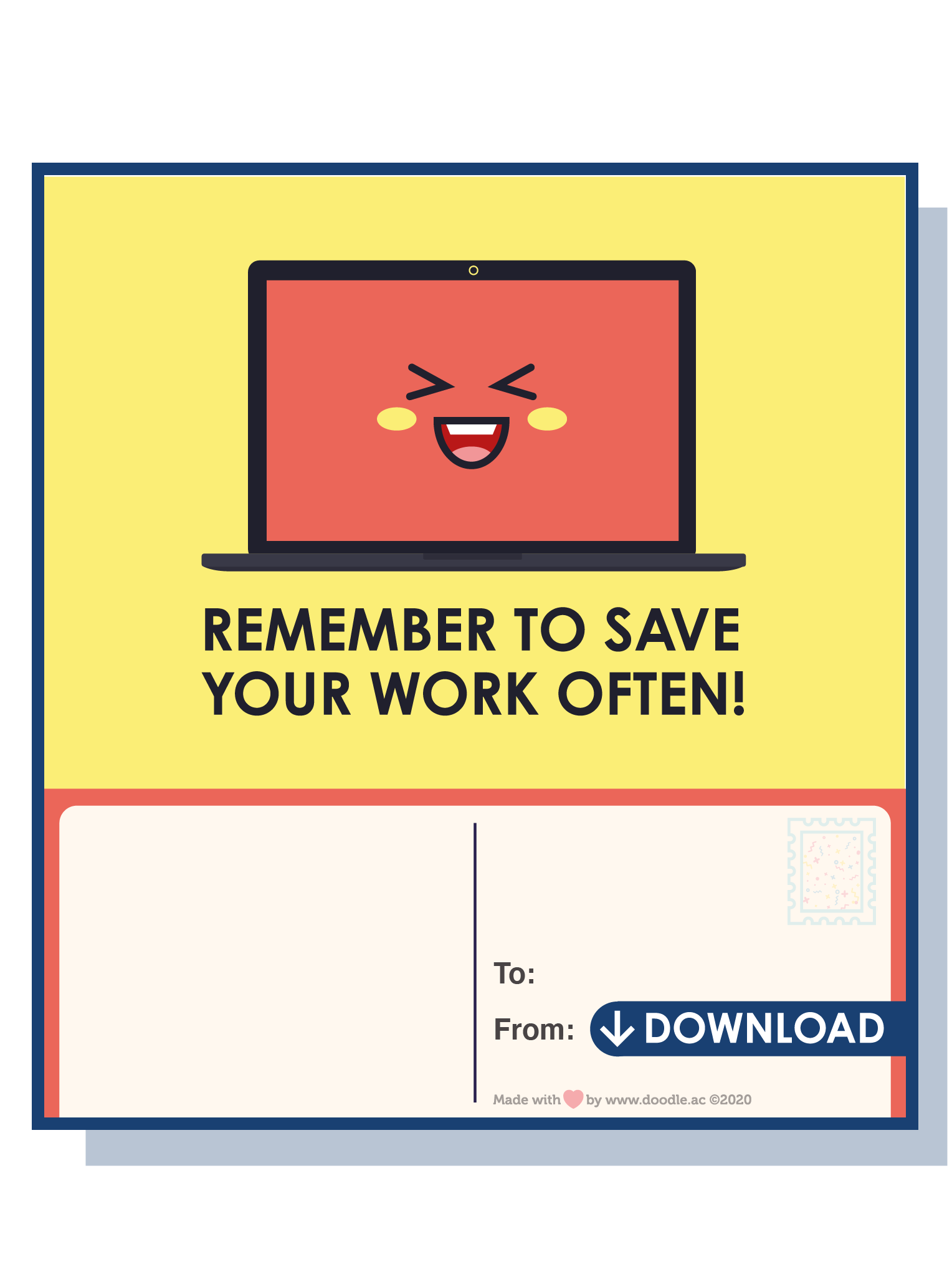 Save your work digital postcard – doodle education